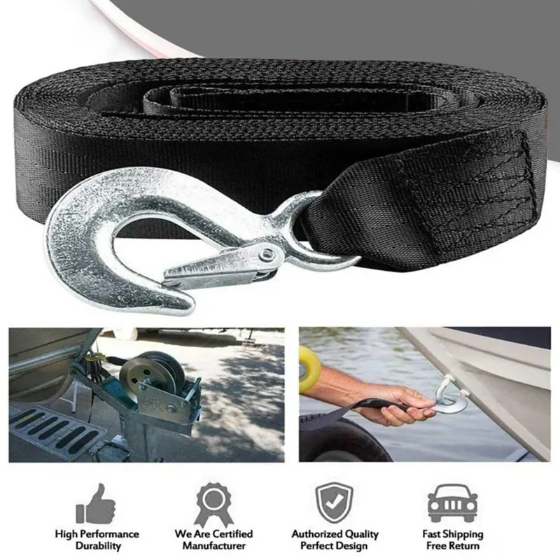 Durable Boat Tow Rope 4/6-Meter Vehicle Emergency Rescue Strap for Trailer Boats and Transportation