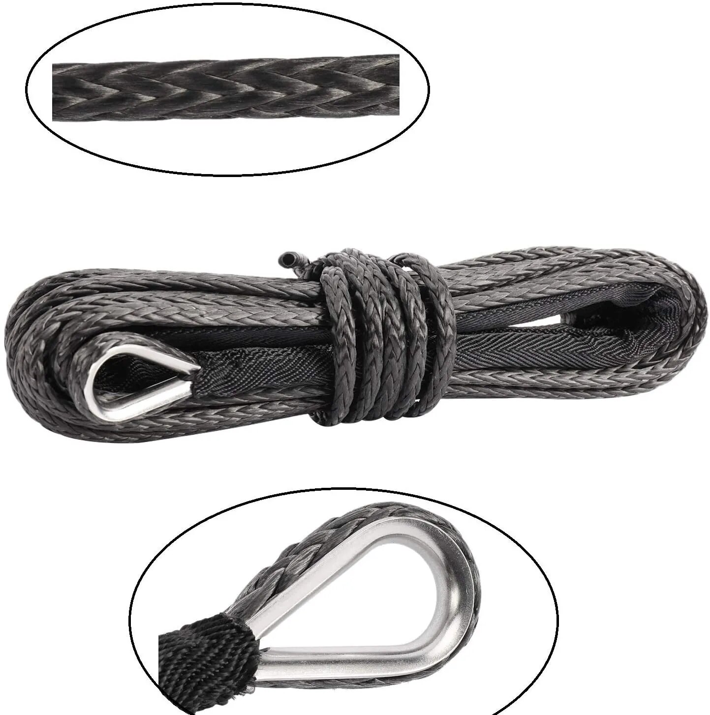 Tow Strap Winch Rope 7000LBs Winch Line Cable with Towing Hook and Rubber Stopper for ATV, SUV, UTV, and Offroad Truck Accessories Car Tow Rope