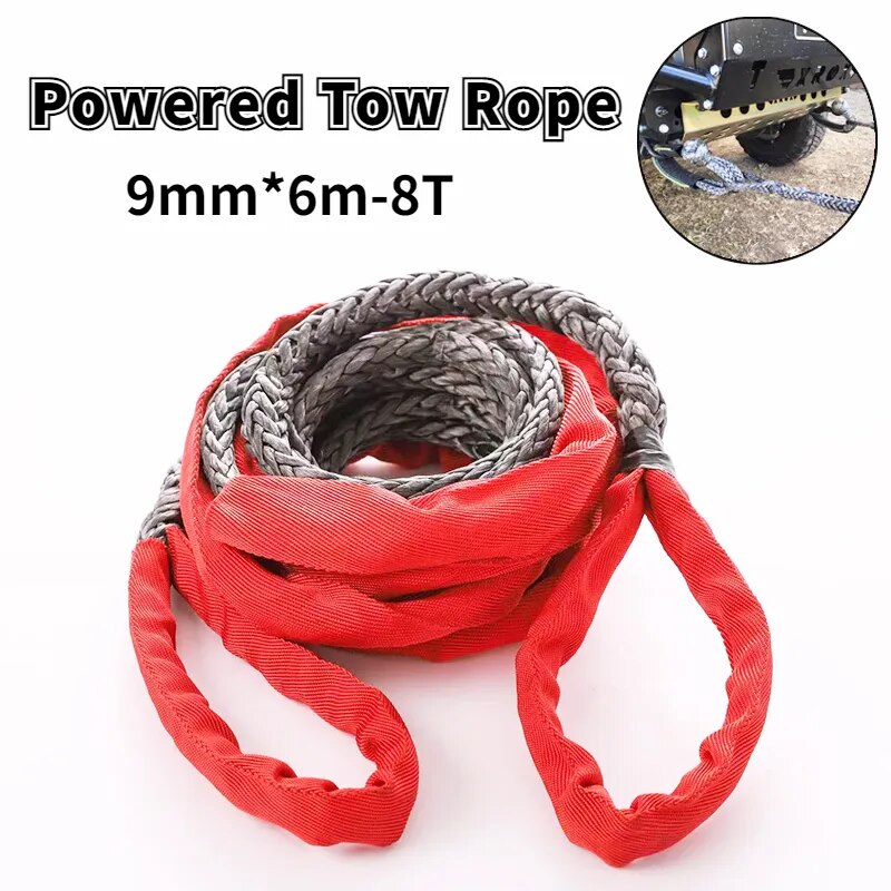 Car Tow Rope Heavy Duty 9MM*6M High Strength Nylon Fiber Synthetic Towing Rope for 4x4 Off-road Vehicle Rescue, ATV, UTV, and More