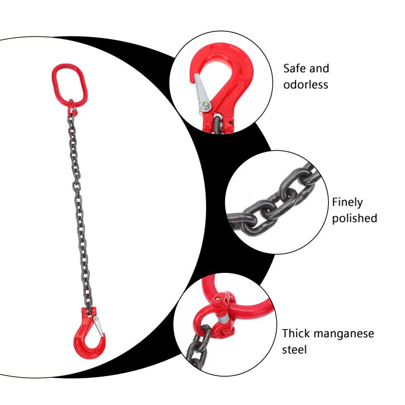 Heavy-Duty Single-Leg Lifting Chain Sling with Grab Hook Tow Chains